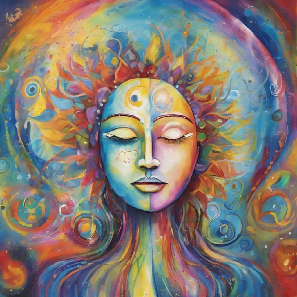 Ζωγραφιά με πολύχρωμα στοιχεία, συμβολίζει την εσωτερική ανάπτυξη και την αυτοεκπλήρωση.